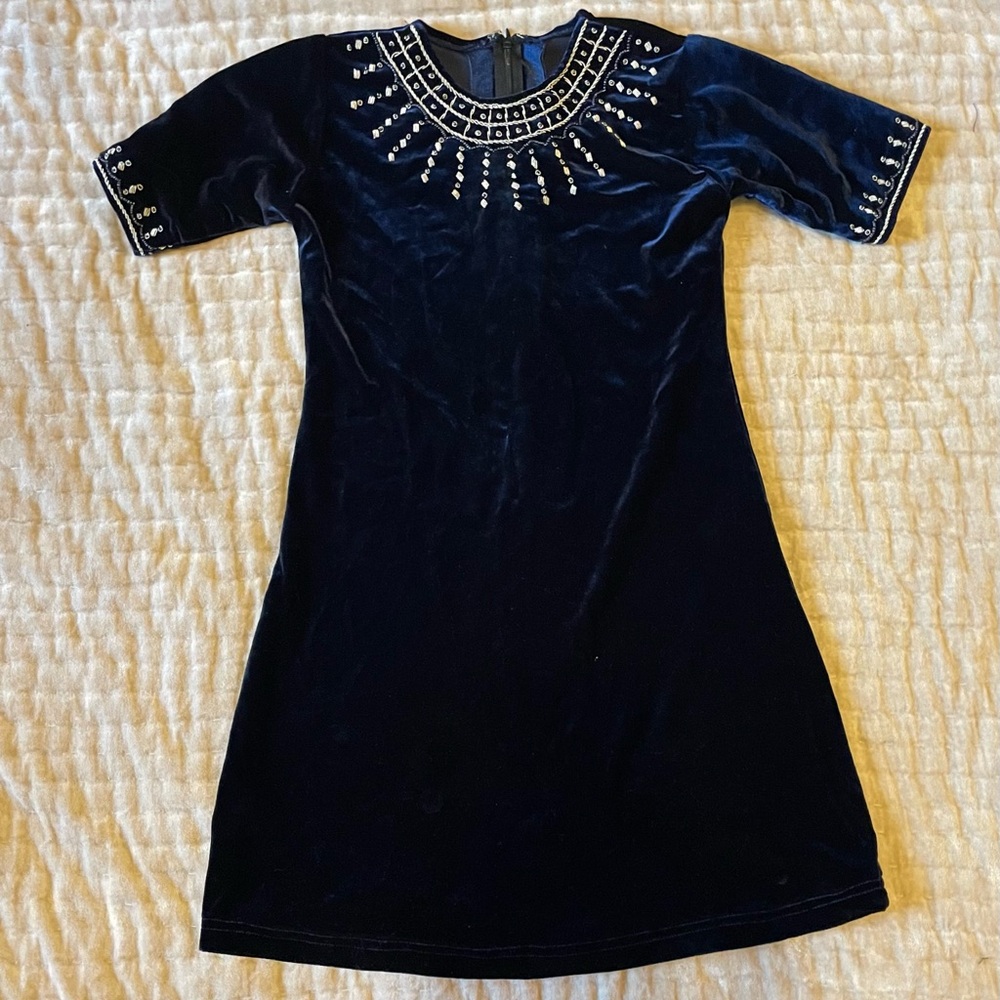 Sapphire Velvet Renaissance Medieval Fairy Princess Dress Beaded Costume Tea